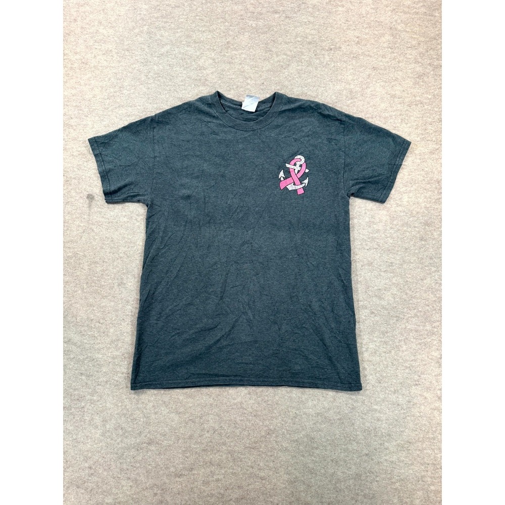 Gildan T Shirt Unisex M Gray Hope Anchors Breast Cancer Ribbon Glitter Graphic